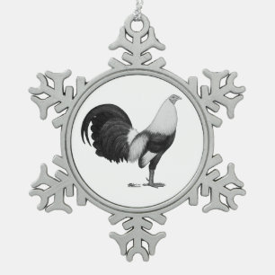 Gamecock Gray Duckwing Schneeflocken Zinn-Ornament