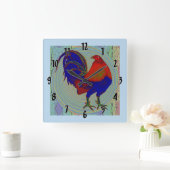 Gamecock: Impressionist Rooster Quadratische Wanduhr (Zuhause)