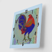 Gamecock: Impressionist Rooster Quadratische Wanduhr (Winkel)