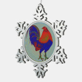 Gamecock: Impressionist Rooster Schneeflocken Zinn-Ornament (Rechts)