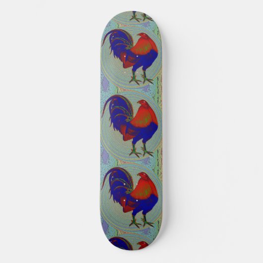 Gamecock: Impressionist Rooster Skateboard (Vorderseite)