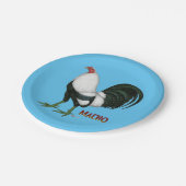 Gamecock Macho Duckwing Pappteller (Schrägansicht)