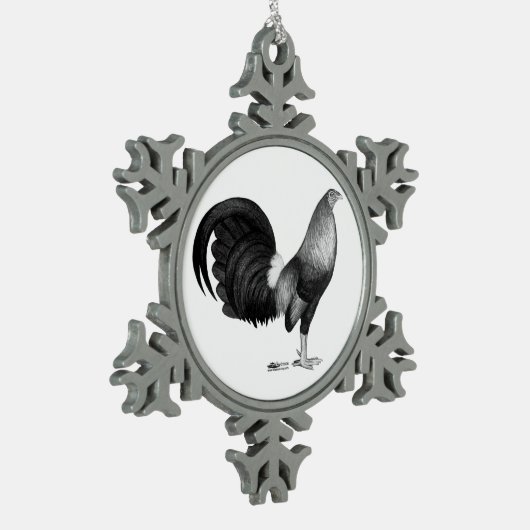 Gamecock Red Hatch Schneeflocken Zinn-Ornament (Links)