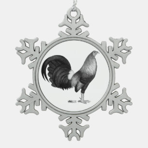 Gamecock Red Hatch Schneeflocken Zinn-Ornament