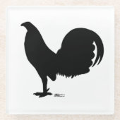 Gamecock Rooster-Silhouette Glasuntersetzer (Vorderseite)