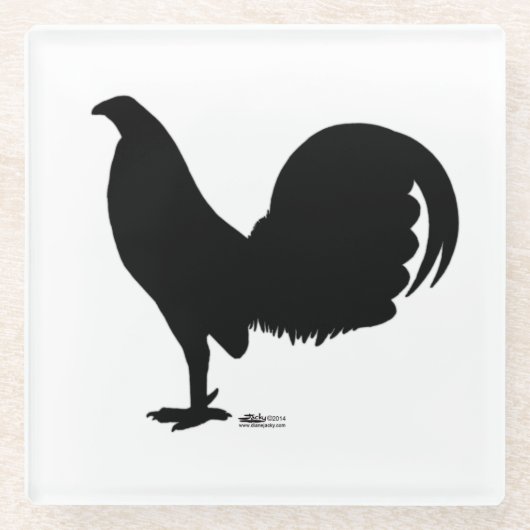 Gamecock Rooster-Silhouette Glasuntersetzer (Vorderseite)