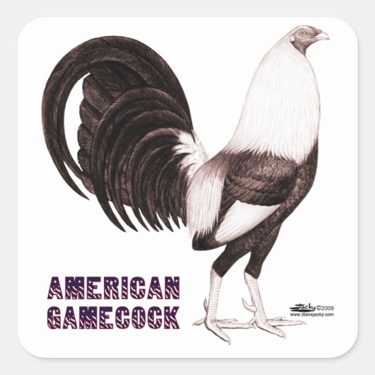 Gamecock Sepia Quadratischer Aufkleber (Vorderseite)