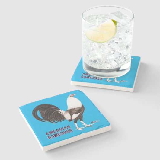 Gamecock Sepia Steinuntersetzer (Seitenansicht)