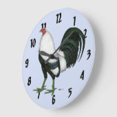 Gamecock Silver Duckwing Große Wanduhr (Winkel)