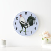 Gamecock Silver Duckwing Große Wanduhr (Zuhause)