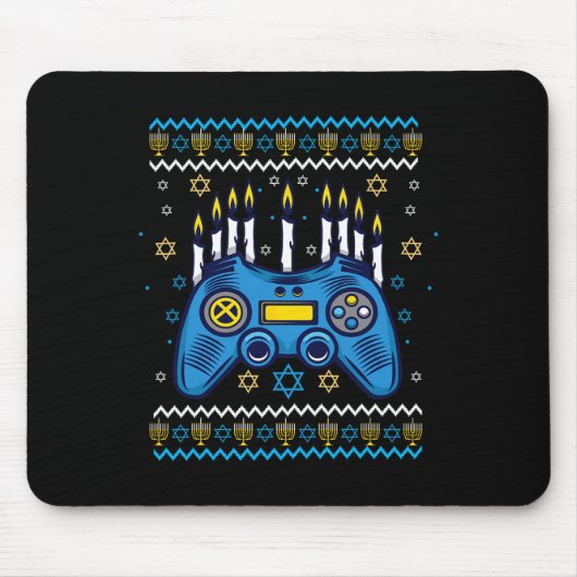 Gamecontroller Hanukkah Menorah Candles Jüdisches Mousepad (Vorne)