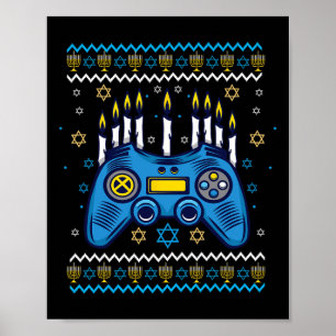 Gamecontroller Hanukkah Menorah Candles Jüdisches Poster