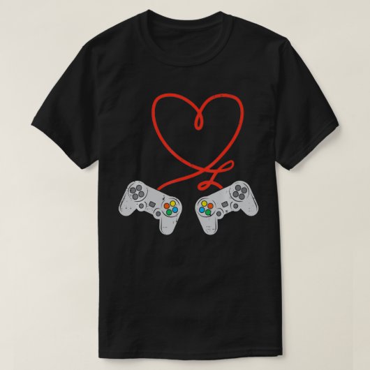 Gamecontroller Heart Mens Valentinstag Gamer Bo T-Shirt (Design vorne)