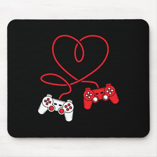 Gamecontroller Herz Funny Valentinstag Boy &am Mousepad (Vorne)