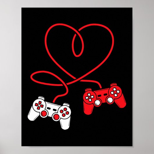 Gamecontroller Herz Funny Valentinstag Boy &am Poster (Vorne)