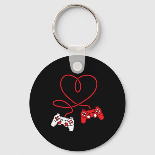 Gamecontroller Herz Funny Valentinstag Boy &am Schlüsselanhänger (Vorderseite)
