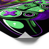 Gamecontroller Mardi Gras Gamers Kinder Mädchen Mä Poster (Ecke)