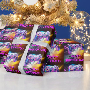 Gamecontroller Rosa Video Gamer Party Kinder Geschenkpapier