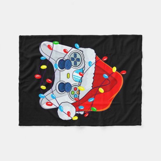 Gamecontroller Weihnachts-Weihnachtsmannmütze Game Fleecedecke (Vorderseite (Horizontal))
