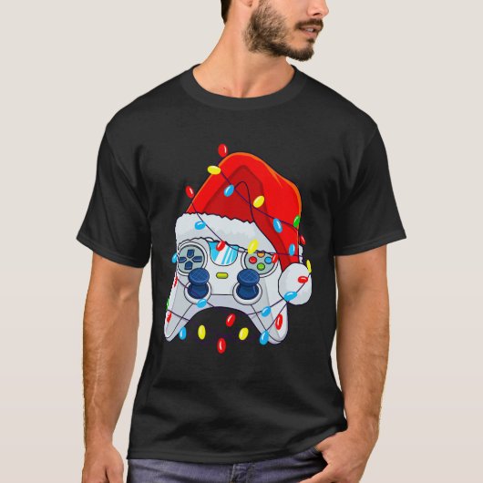 Gamecontroller Weihnachts-Weihnachtsmannmütze Game T-Shirt (Vorderseite)