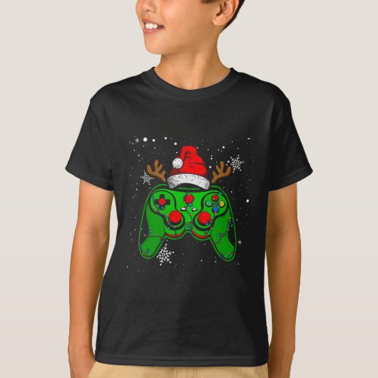Gamecontroller Weihnachts-Weihnachtsmannmütze Game T-Shirt (Vorderseite)