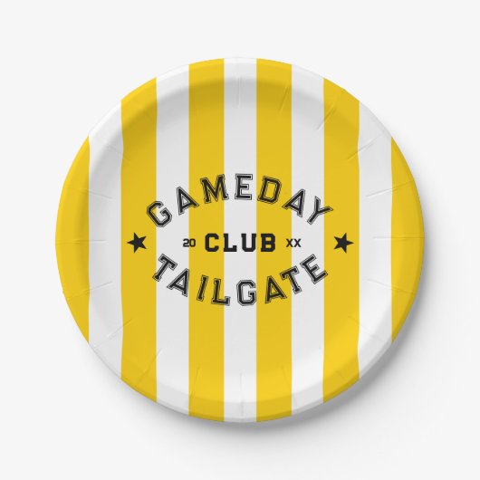 Gameday Tailgate Club Gelber Streifen Party Pappteller (Vorderseite)