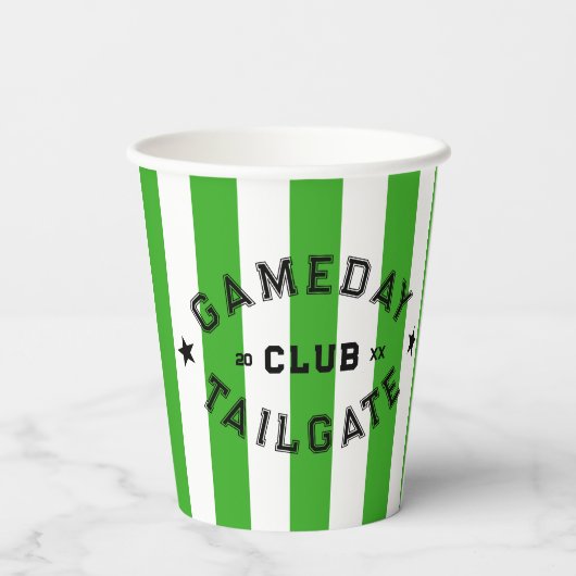 Gameday Tailgate Club Green Strip Custom Party Pappbecher (Rückseite)