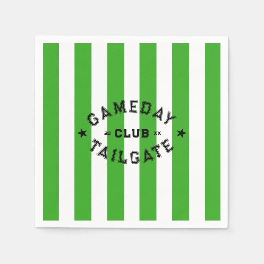 Gameday Tailgate Club Green Strip Custom Party Serviette (Vorderseite)