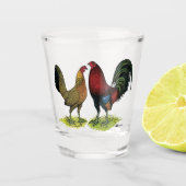 Gamefowl-Paar Schnapsglas (Vorderseite)