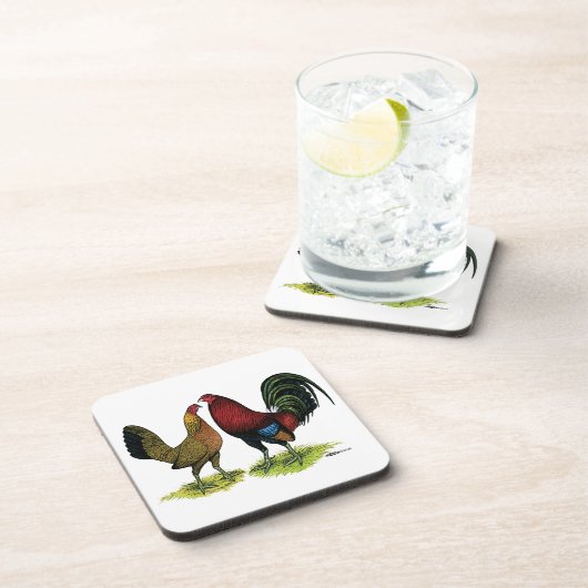 Gamefowl Pair Getränkeuntersetzer (Rechte Seite)