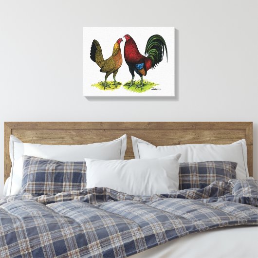 Gamefowl Pair Leinwanddruck (Insitu (Schlafzimmer))