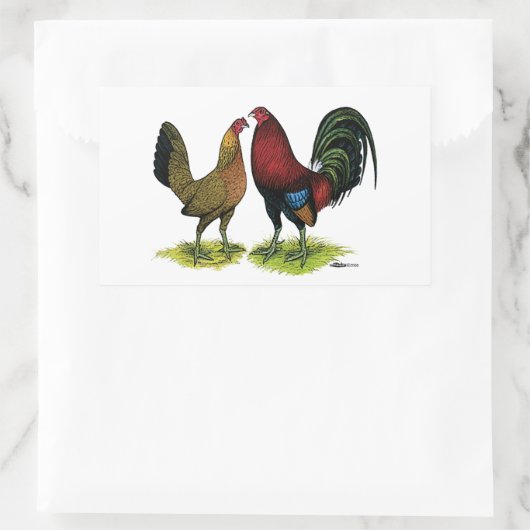 Gamefowl Pair Rechteckiger Aufkleber (Tasche)