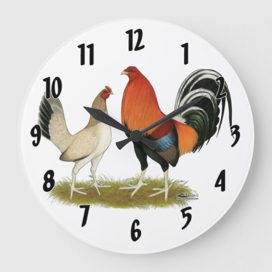 Gamefowl Wheatens Große Wanduhr (Vorderseite)