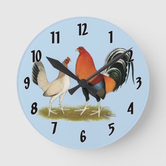Gamefowl Wheatens Runde Wanduhr (Vorderseite)