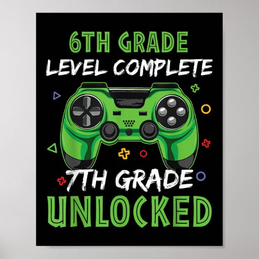 Gamepad 7. Klasse freigeschaltetes Geschenk für 6. Poster (Vorne)