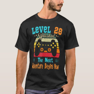 Gamer 28. Geburtstag Level 28 Entsperrtes Abenteue T-Shirt