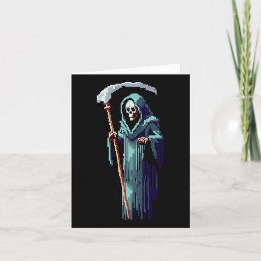 Gamer 8 Bit Pixel Art Video Game Grim Sensenmann v Karte (Vorderseite)