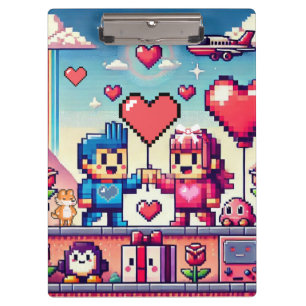 Gamer 8 bit Valentinstag Klemmbrett