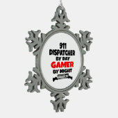 Gamer 911 Dispatcher Schneeflocken Zinn-Ornament (Links)