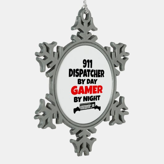 Gamer 911 Dispatcher Schneeflocken Zinn-Ornament (Links)