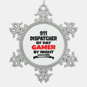 Gamer 911 Dispatcher Schneeflocken Zinn-Ornament (Vorderseite)