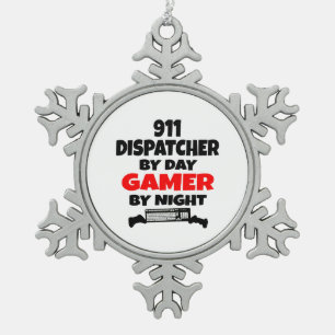 Gamer 911 Dispatcher Schneeflocken Zinn-Ornament