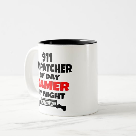 Gamer 911 Dispatcher Zweifarbige Tasse (Vorderseite Links)