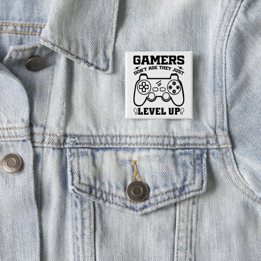 Gamer altern nicht, sie leveln nur hoch - Gaming-E Button (Beispiel)