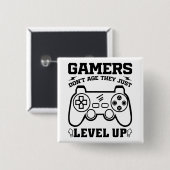 Gamer altern nicht, sie leveln nur hoch - Gaming-E Button (Vorne & Hinten)
