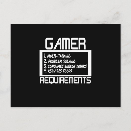 Gamer-Anforderungenlustiges Gamers-Spiel Feiertagspostkarte (Vorderseite)
