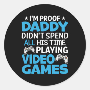 Gamer Art all my Daddy Time Playing Games Runder Aufkleber