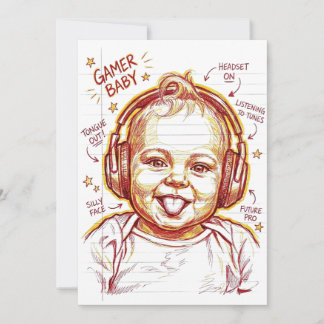 Gamer Baby Funny Gaming Art Einladung