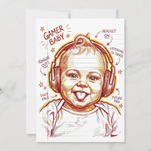 Gamer Baby Funny Gaming Art Einladung (Vorderseite)