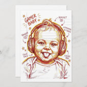 Gamer Baby Funny Gaming Art Einladung (Vorne/Hinten)